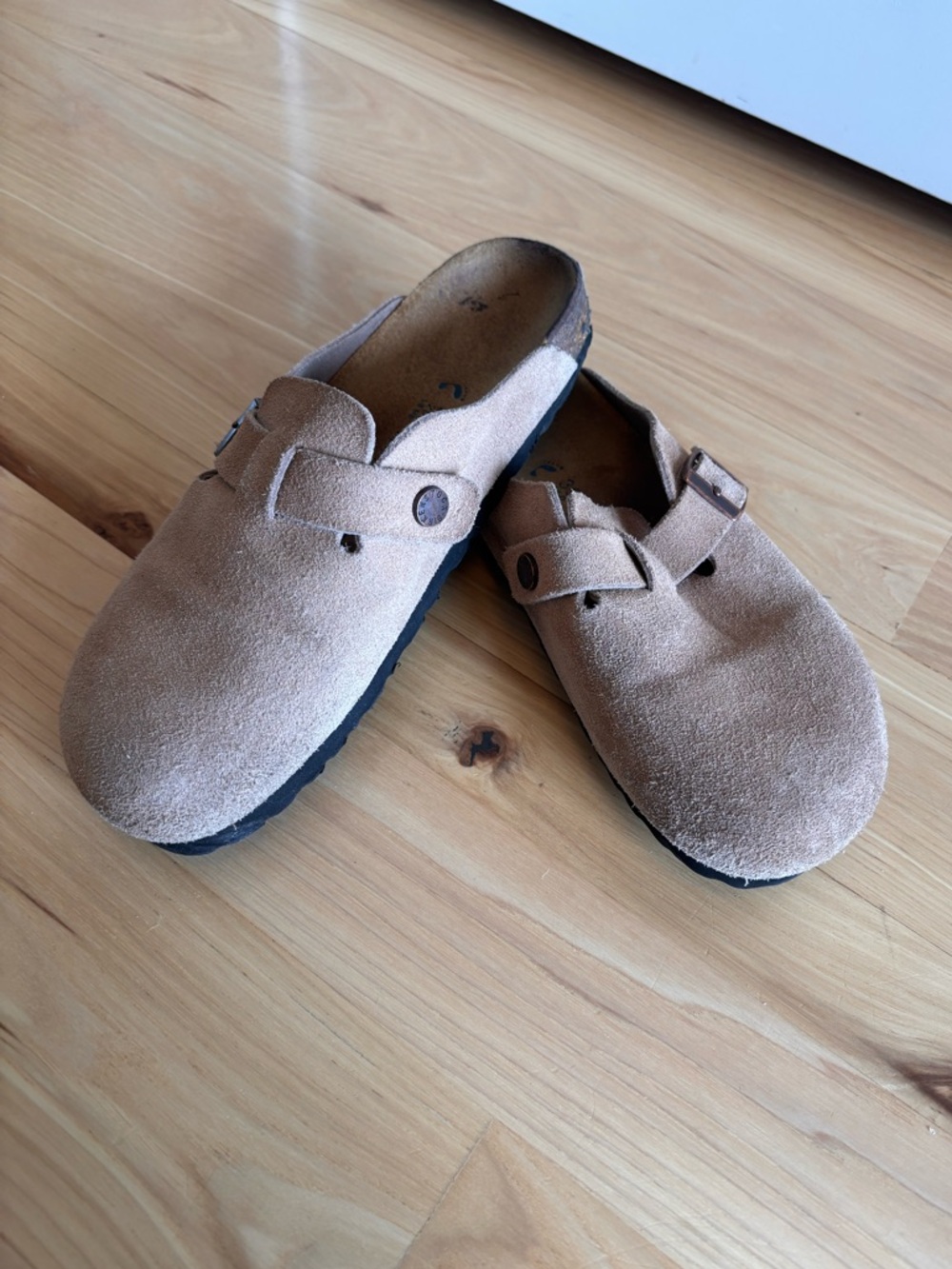 Birkenstock Boston Suede Clogs Mules Womens Taupe Normal  Sz 39